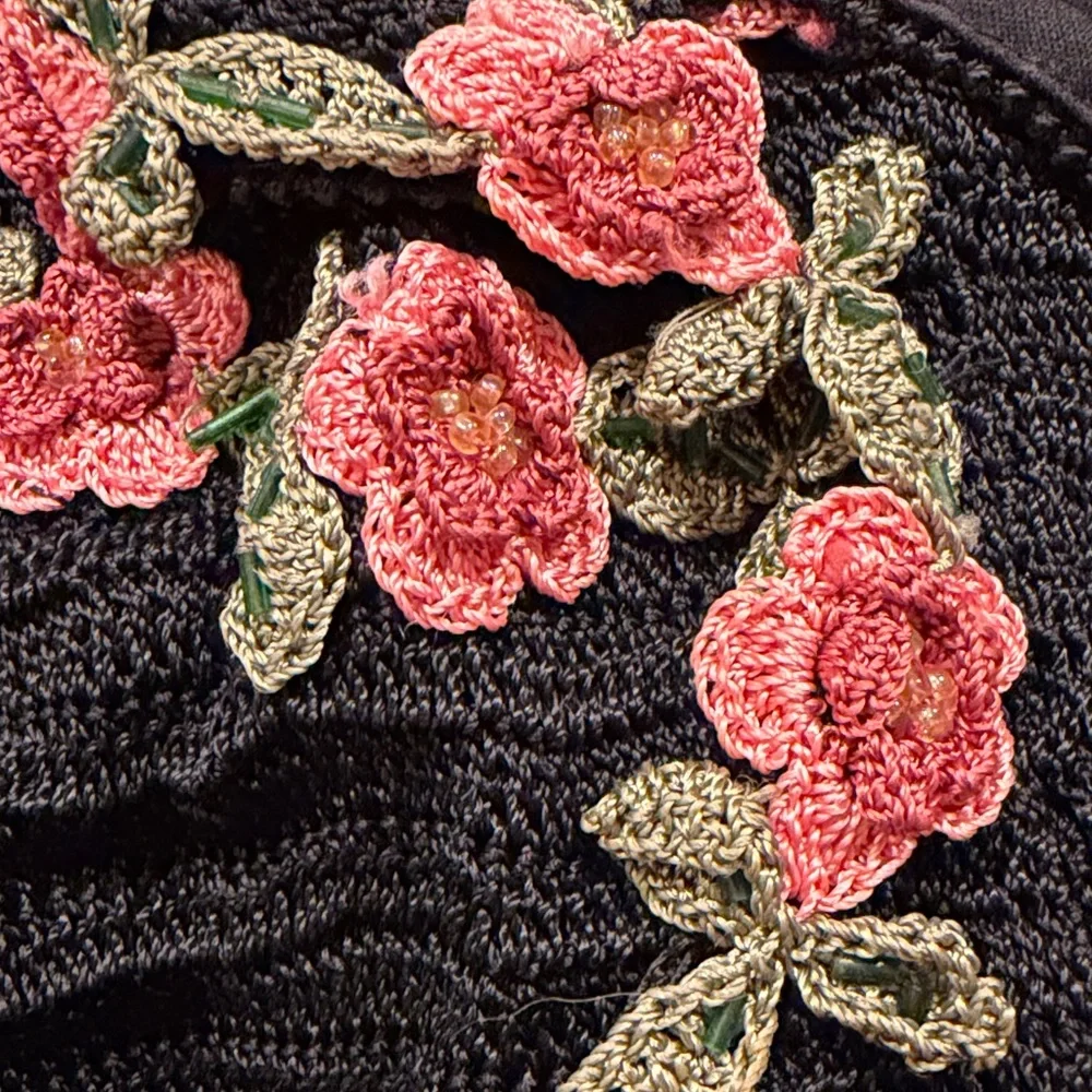 Vintage Y2K Beaded Dress Vintage Crochet Dress Vintage Beaded Dress Floral Fairy - Picture 12 of 13